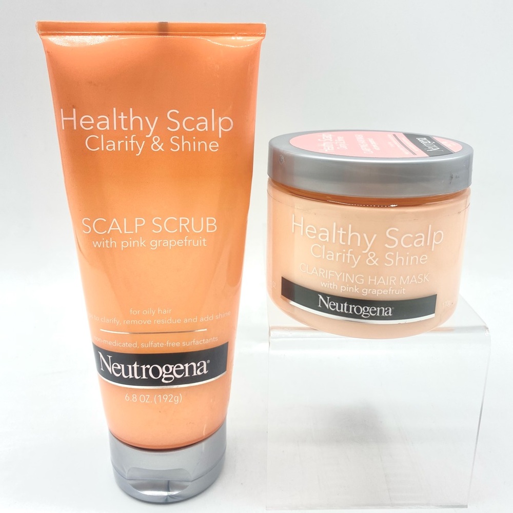 Neutrogena 2 Lot Healthy Scalp Clarifying Mask & Scalp Scrub Pink Grapefruit NEW